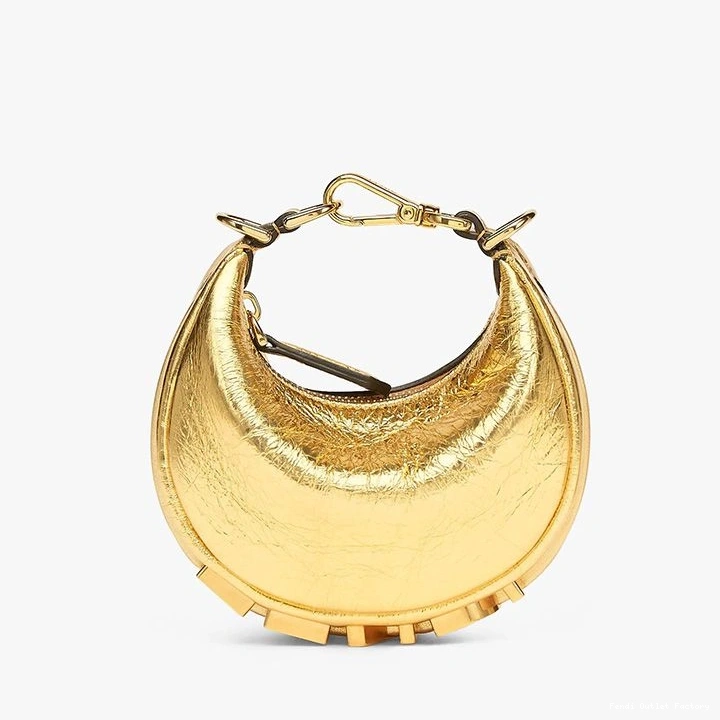 Affordable HOT Fendi In Calf Leather Nano Gold Bag Fendigraphy Hobo 0807